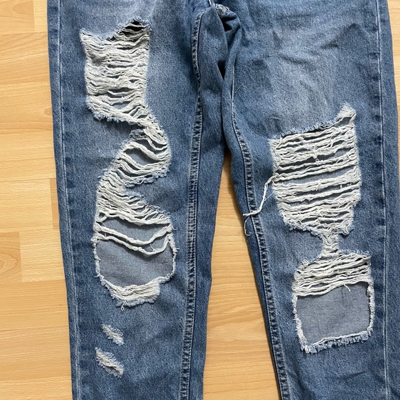 Medium Blue Boyfriend Ripped Jeans (Urban Planet) - Picture 2 of 4